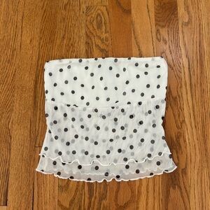 Silence + Noise Polka Dot Kori Printed Mesh Cropped Tube Top